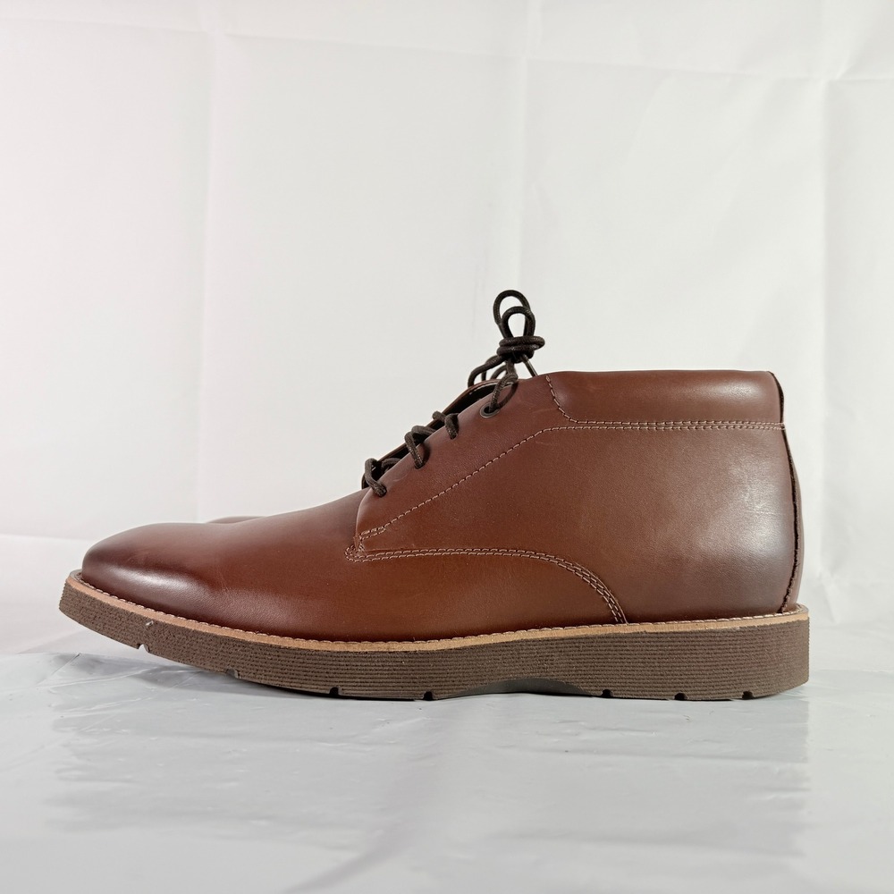 Clarks Men Folcroft Mid Dark‎ Tan Leather Chukka Boots Size 13 M New